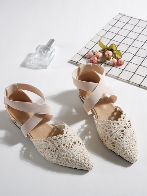 Minimalist Cross Strap Lace Flats for Sale Australia| New Collection Online| SHEIN Australia Bridesmaid Shoes Flat, Dressy Flats Shoes, Homecoming Shoes, Trend Shoes, Dressy Flats, Lace Flats, Wedding Shoes Bride, Wedding Shoes Flats, Women Flats