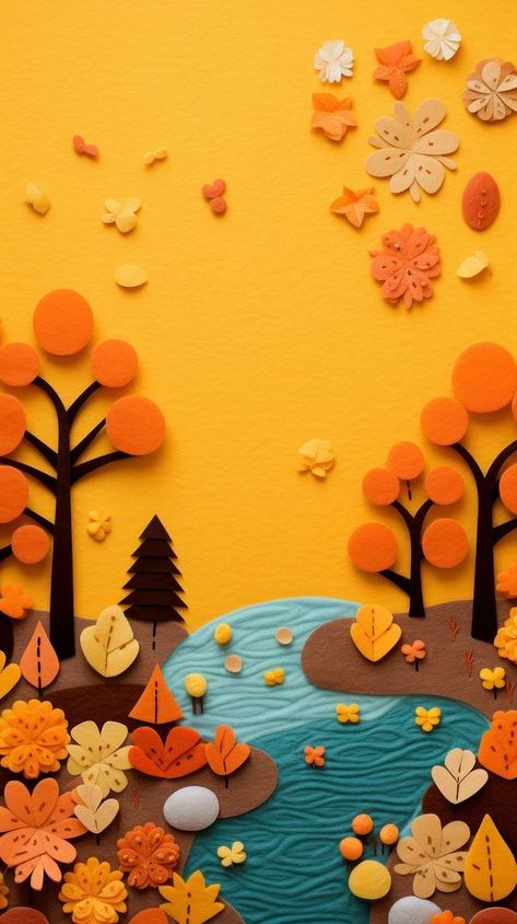 Autumn scene art backgrounds craft. | premium image by rawpixel.com / nattha Fall Background Illustration, Autumn Wallpaper Drawing, Atum Background, Cartoon Autumn Wallpaper, Animated Autumn Wallpaper, Toys Background, Autumn Background Illustration, Cartoon Autumn, Bee Crafts For Kids