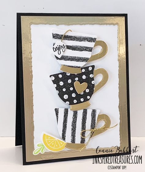 Cup Cards Ideas, Cards With Tea Cups, Stampinup Cup Of Tea Cards, Su Cup Of Tea Cards, Cup Of Tea Stampin Up Cards, Stampin Up Cup Of Tea, Teacup Cards, Bridge Card Game, Tea Boutique