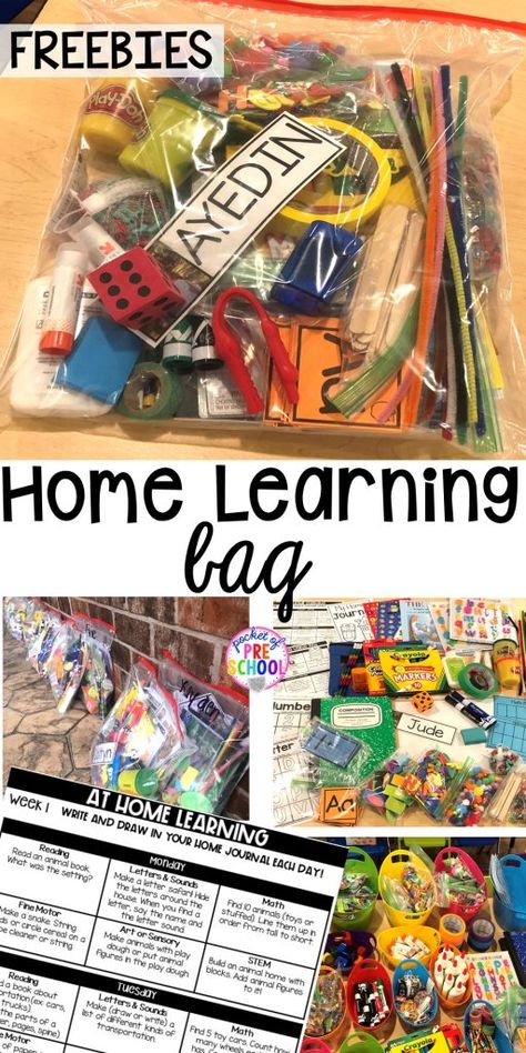 Take Home Learning Bags - Pocket of Preschool Pocket Of Preschool, Design For Beginners, Virtual School, Preschool At Home, Beginning Of School, Preschool Classroom, Digital Learning, Home Activities, Home Learning