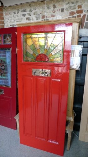 Stained Glass Front Door, Victorian Front Door, Victorian Front Doors, Front Door Ideas, Victorian Windows, Red Front Door, Window Stained, Black Front Doors, Stained Glass Door