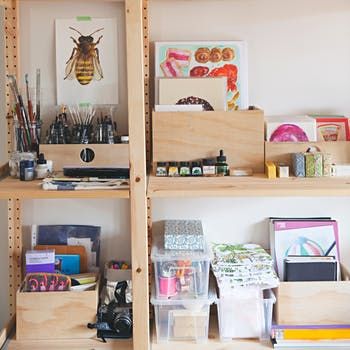 House Tour: A Happy, Cute & Cozy Melbourne Home | Apartment Therapy Box Organization Storage, Kids Shoe Organization, Clothes Organization Small Space, Shoe Organization Diy, Box Organization, Storage Bins Organization, Art Supplies Storage, No Closet Solutions, Space Apartments