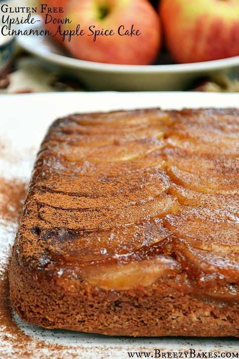 Gluten Free Upside Down Apple Spice Cake - Breezy Bakes Gluten Free Upside Down Cake, Fall Winter Desserts, Upside Down Apple Cake, Winter Dessert, Apple Spice Cake, Apple Cupcakes, Quick Easy Vegan, Apple Spice, Gluten Free Pie