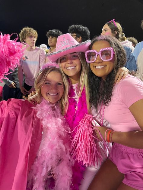 Dig Pink Ideas, Pink Out Theme Football Game, Pink Out Theme, Pink Out Football Game Outfits, Pink Out Football Game, Fnl Themes, Football Face Paint, Football Season Outfits, Dig Pink