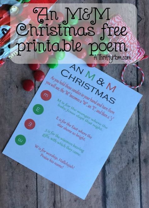 Christmas Poem, Christian Activities, Gift Ide, M And M, Cheap Christmas Gifts, Diet Breakfast Recipes, Christmas Poems, Last Minute Christmas Gifts, Easy Christmas Gifts