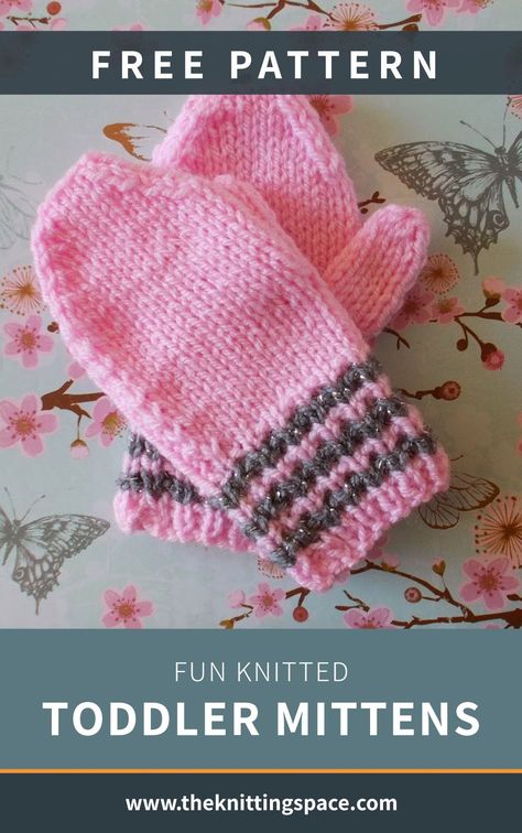 Fun Knitted Toddler Mittens [FREE Knitting Pattern] Childrens Mittens Knit Free Pattern, Toddler Mittens Knitting Pattern Free, Kids Mittens Knit, Baby Mittens Knitting Pattern, Baby Mittens Knitting, Knitting Easy, Knitting Gloves, Knitting Gloves Pattern, Mittens Knitting