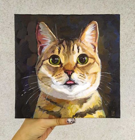 Painted Cat Portrait, Cat Head Painting, Realistic Cat Painting, Cat Painting Acrylic, Cat Acrylic Painting, Royal Pet Portrait, Cat Portrait Painting, Cat Acrylic, Acrylic Portrait