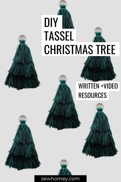 DIY Christmas Tree Wall Hanging. Written + video tutorial shows how to make tassels + how to assemble. Christmas Tree Tassels Diy, Tassel Christmas Tree Diy, Christmas Tree Tassels, Tassel Christmas Tree, No Christmas Tree, Diy Embroidery Thread, Make Tassels, Tassel Christmas, Christmas Tree Wall Hanging