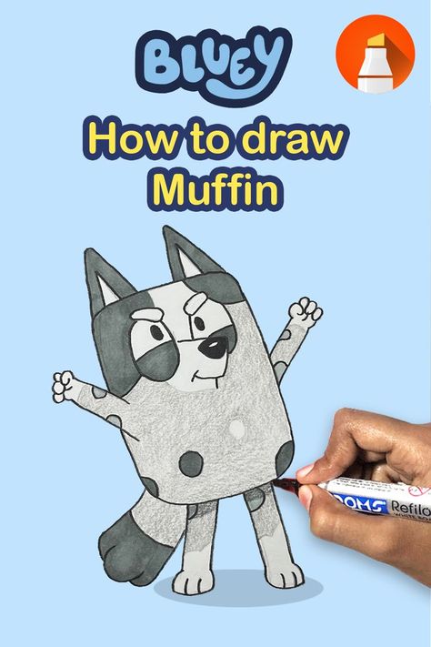 #muffin #muffinfrombluey #muffinheeler #muffinheelerstepbystep #blueymuffin #bluey #muffinbluey #easydrawing #drawing Muffin From Bluey, Chilli And Bandit, Bluey Muffin, Bluey Characters, Characters Drawing, Bluey And Bingo, Art Hub, Learn How To Draw, Non Stop