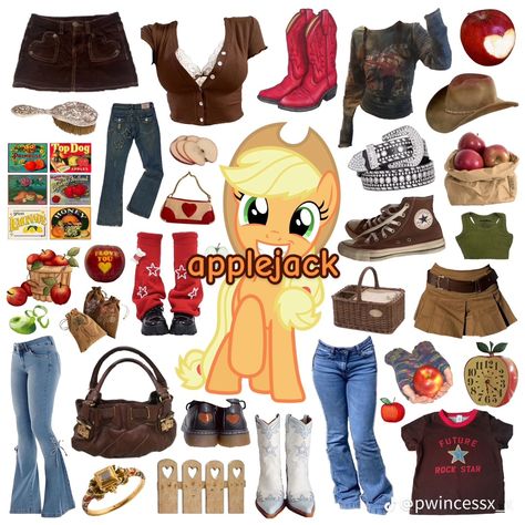 Applejack Inspired Outfit, Mlp Halloween Costumes, Mlp Inspired Outfits, My Little Pony Outfits, Rainbow Dash Outfit, Draculaura Halloween, Mlp Outfits, Kida Disney, Mlp Cosplay