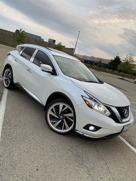 #SundaySubmission Big Thanks to Mr. Soto in Chicago Illinois for sending in his 2015 Nissan Murano Platinum AWD on Vogues 😎 #Nissan | #NissanMurano | #Vogues Nissan Murano Modified, Nissan Murano Accessories, Nissan Murano 2005, 2024 Prayer, White Nissan, Car Obsession, White Suv, Wall Pics, Board Manifestation