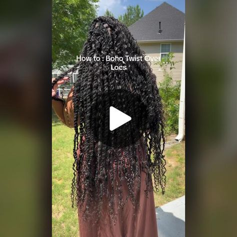 Bohemian Marley Twists, Marley Twists Over Locs, Boho Marley Twists, Twist Over Locs, Boho Locs, Curly Crochet Hair Styles, Boho Twists, Two Strand Twist, Marley Twists