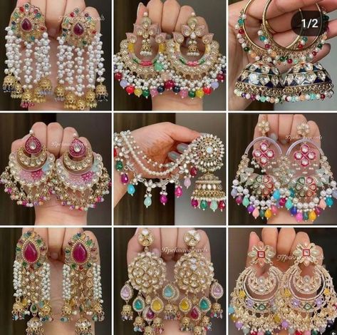 😍New collection of earrings arrival.. hurry up 🛍️to get thiss latest collection..for more information u can call and message on the given number 📲-9202472908 Bridal Jewelry Sets Brides, Indian Wedding Jewelry Sets, Indian Bridal Jewelry Sets, Pretty Jewelry Necklaces, Bridal Jewellery Design, Diy Gift Set, Fancy Jewellery Designs, Indian Jewellery Design Earrings, Diy Earring