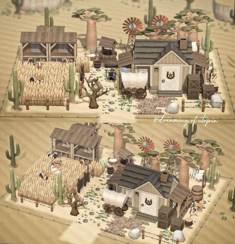 Desert Ranch, He Is Perfect, Happy Home Designer, Western Town, Animal Crossing Wild World, Desert Design, Animal Crossing Characters, New Animal Crossing, Horse Ranch