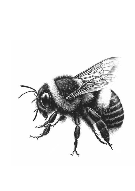 Bee Pencil Drawing, Bee Sketch, Bumble Bee Tattoo, African Tattoo, Insect Tattoo, Stippling Art, Bee Tattoo, Tattoo Project, Portrait Pictures