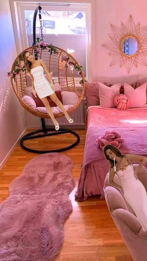 Bedroom With Hammock, Pink Girls Bedroom, Bedroom Board, Pink Bedroom For Girls, Girls Bedroom, Pink Girl, Hammock, Bedroom, Pink