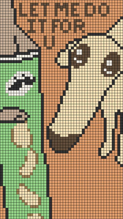 Highland Cow Pixel Art, Pixel Art Pattern Funny, Funny Crochet Tapestry, Minecraft Painting Grid, Cow Alpha Pattern, Alpha Crochet Patterns, Pixel Art Funny, Grid Crochet Patterns, Funny Pixel Art