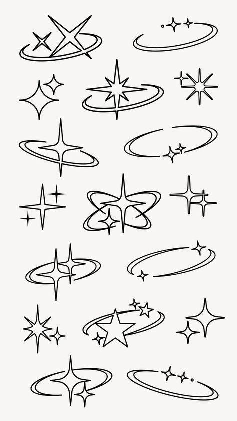 Star Cartoon Character, Y2k Doodles Aesthetic, 2000s Symbols, Pink Y2k Stars, Star Icon Aesthetic, Star Symbol Design, Magic Graphic Design, Galaxy Doodles, Y2k Elements