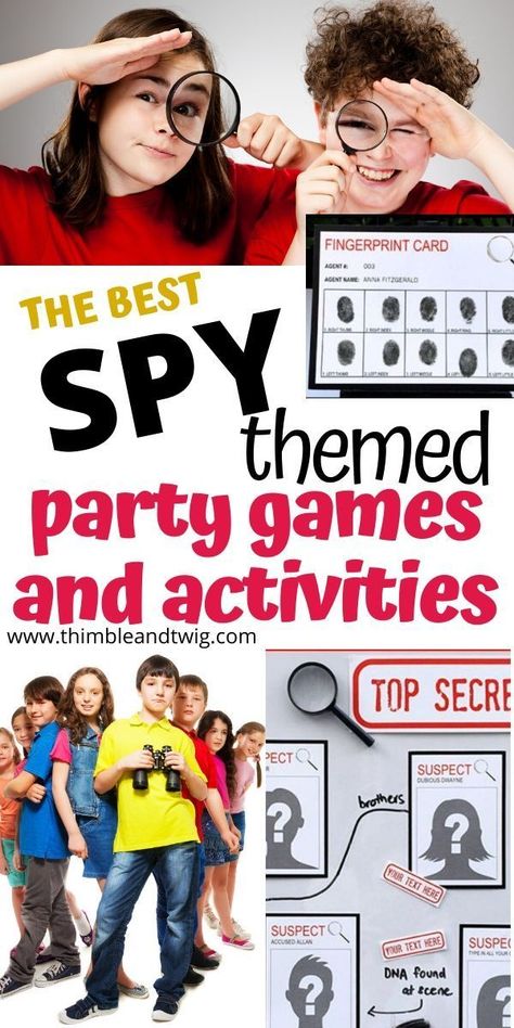 A Spy Detective Party birthday games. Secret Agent Party Games and Ideas. Spy Detective Birthday Party Ideas. #spyparty Spy Theme Party, Spy Party Games, Detective Crafts, Spy Kids Party, Geheimagenten Party, Spy Camp, Spy Activities, Spy Theme, Spy Games For Kids