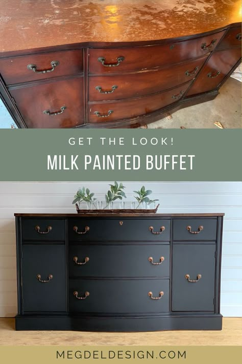 Sideboard Makeover, Copper Furniture, Diy Furniture Makeover Ideas, Buffet Makeover, Furniture Remodeling, Painted Buffet, Upcycled Furniture Diy, Black Beach, Diy Furniture Renovation