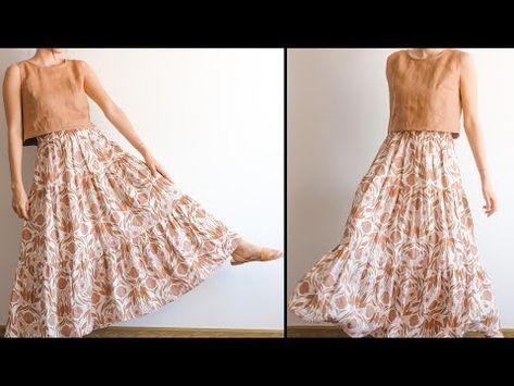 DIY tiered skirt | linen skirt - YouTube