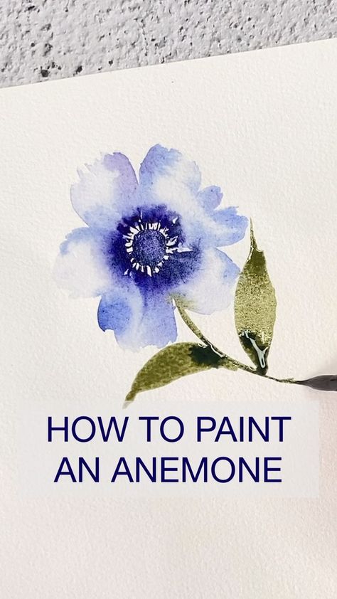 Lisa Lam 藍 | Watercolorist sur Instagram : Easy Watercolor Anemone for beginners Flower Art Painting Watercolour, Blue Flowers Watercolor Painting, Watercolour Flowers Tutorial, Colour Tutorial, Watercolor Anemone, Watercolor Art For Beginners, Watercolour Tutorial, Inspirational Paintings, Paint Tutorials