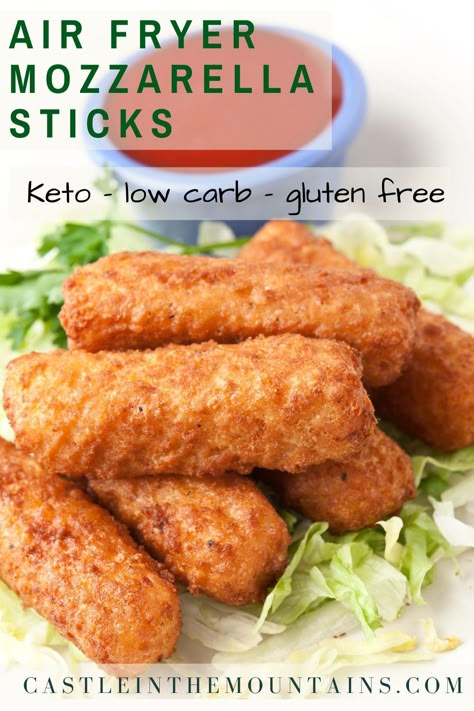 Healthy Air Fryer Mozzarella Sticks, Low Carb Mozzarella Sticks Air Fryer, Keto Air Fryer Cake, Keto Fried Mozzarella, Low Calorie Mozzarella Sticks, Low Carb Mozzarella Sticks, Keto Deep Fryer Recipes, Keto Mozzarella Sticks Air Fryer, Easy Keto Air Fryer Recipes