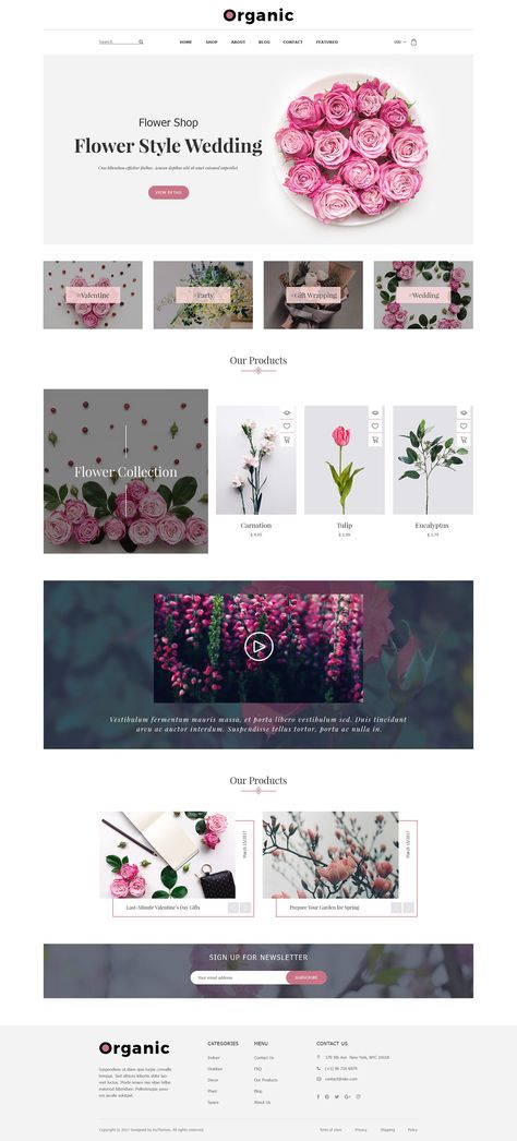 Organic - Responsive Organic Food & Store on Behance Floral Website, Photoshop Web Design, Organic Store, Flower Shop Design, Template Food, Organic Food Store, Business Poster, Webpage Design, Stationery Mockup