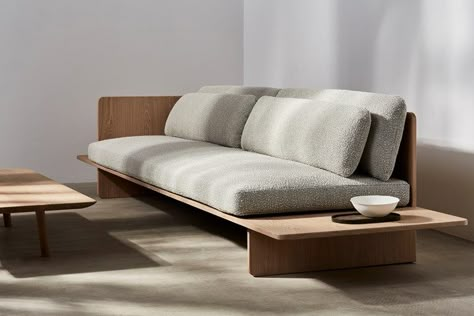 Benchmark Upholstery, Minimalism And Craftsmanship Meja Sofa, Small Sectional Sofa, Wooden Sofa Designs, Armchair Bed, Minimalist Sofa, Interior Design Per La Casa, Space Copenhagen, Set Sofa, Corner Sofa Set