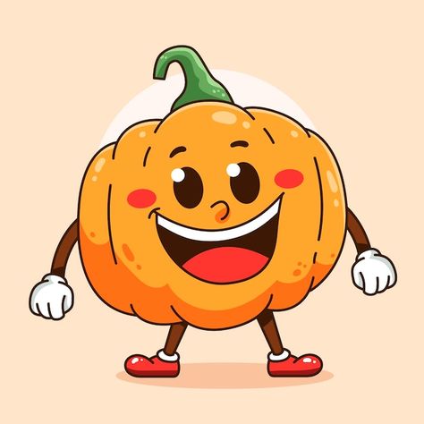 Free vector hand drawn pumpkin cartoon i... | Free Vector #Freepik #freevector #cartoon-illustration #food-character #cartoon #cute-character Food Character, Pumpkin Cartoon, Pumpkin Character, Preschool Charts, Cartoon Pumpkin, Vegetable Cartoon, Pumpkin Pictures, Character Cartoon, Pumpkin Art