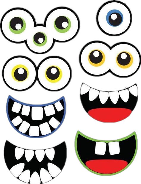 Monster Eyes And Mouth Printable, Halloween Monsters Illustration, Monster Faces, Monster Shapes, Kindergarten Decorations, Monster Decorations, Monster House, Monster Eyes, Monster Mask