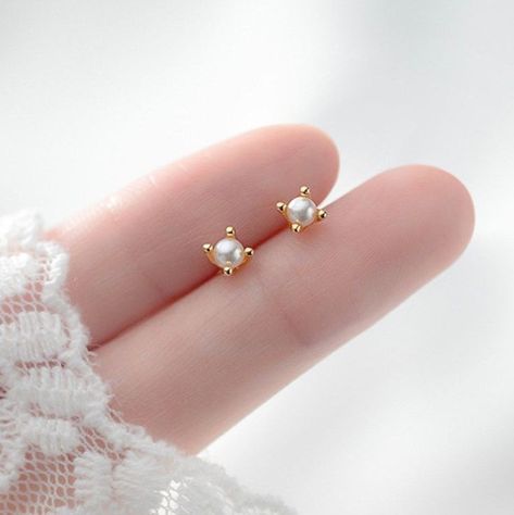 Simple Pearl Earrings Studs, Gold Earrings Models, Fancy Jewelry Necklace, Earrings Everyday, Gold Rings Fashion, Tiny Earrings, Fancy Jewellery, Gold Earrings Designs, Gold Necklace Designs