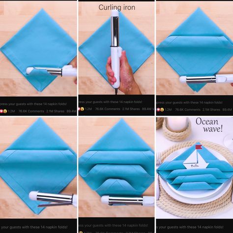 Heated Rollers, Napkin Folds, Summer Tablescapes, Recipes Christmas, Napkin Folding, Cookies Recipes, China Patterns, Ocean Themes, Cookies Recipes Christmas