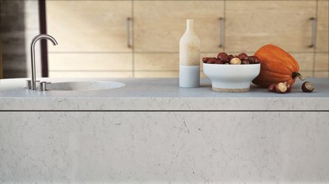 Caesarstone Frosty Carrina Kitchen Worktops 2 Caesarstone Frosty Carrina, Frosty Carrina Caesarstone, Caesarstone Kitchen, Kitchen Improvements, Shower Fixtures, Stone Kitchen, White Quartz Countertop, Installing Cabinets, Engineered Stone