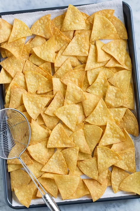 Homemade Nacho Chips, Tortillas Chips, Chips Salsa, Chips Made From Tortillas, Nachos Chips Recipe, Tortillas Into Chips, How To Make Chips Out Of Tortillas, Mexican Chips And Salsa, Nacho Chips From Tortilla