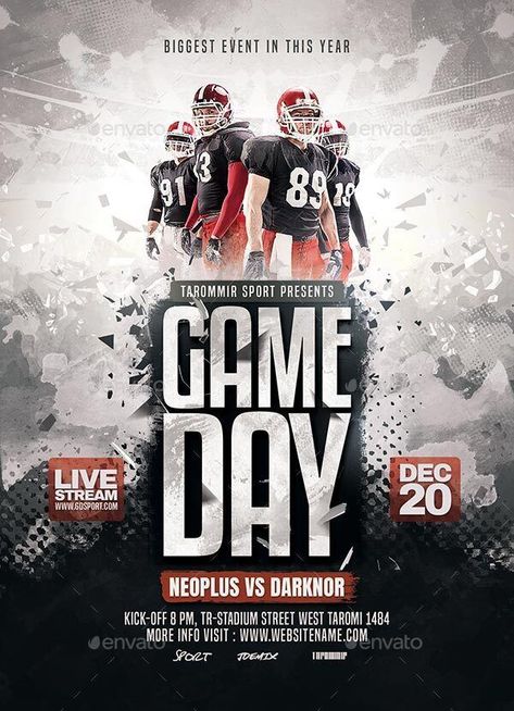 Football Game Day Flyer Super Bowl Ads, Game Day Instagram Post, Game Day Flyer, Football Pics, Sports Design Ideas, Line Game, Social Media Advertising Design, Social Media Games, Football Pictures