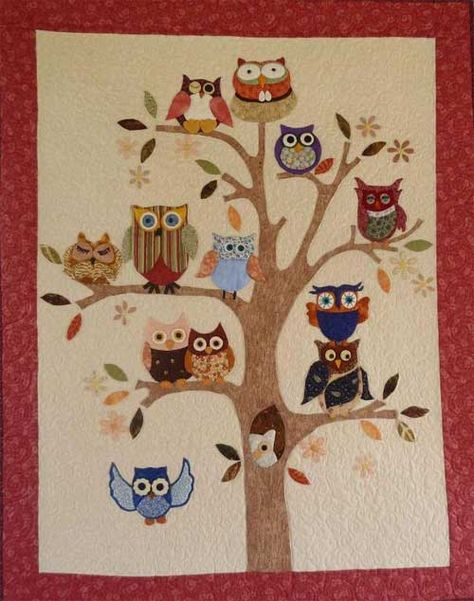 If you love owls, then this quilted wall hanging is perfect for adding a bit of whimsy to your home decor. This quilt is fun to make and embellish, and the Owl Quilt Pattern, Owl Quilts, Applique Wall Hanging, Quilt Book, Owl Quilt, Owl Applique, Appliqué Quilts, Applique Quilt Patterns, Childrens Quilts