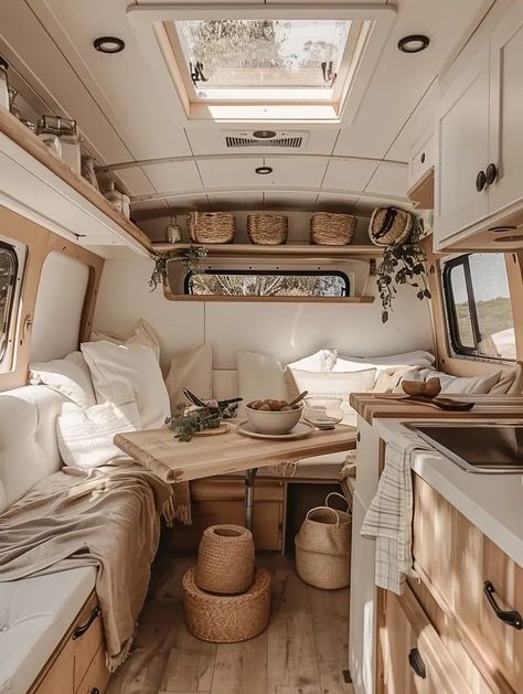 Tiny Camper Interior Layout, Camper Aesthetic Interior, Small Rv Decorating Ideas Rv Interior, Motorhome Interior Ideas, Small Camper Renovation, Small Camper Interior Ideas, Camper Van Interior Ideas, Camper Interior Ideas, Van Life Interior