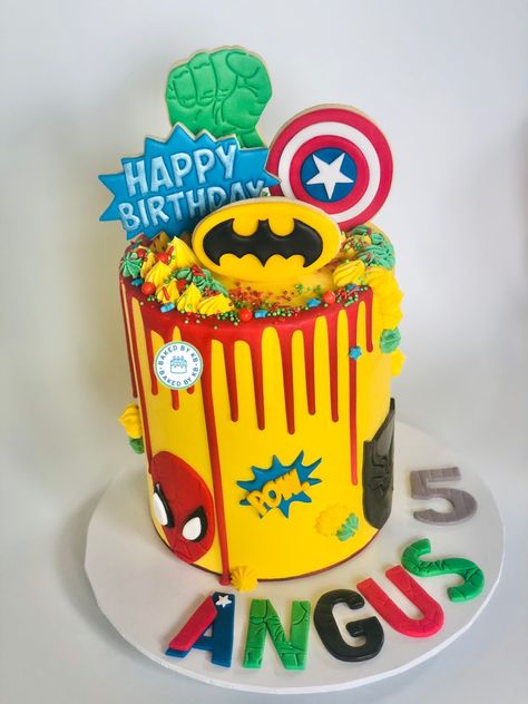 Superhero cake Superhero Buttercream Cake, Superhero Birthday Cake Buttercream, Superhero Cakes For Boys, Super Hero Birthday Cake For Boys, Dc Birthday Cake, Super Hero Cakes For Boys, Marvel Cakes For Boys, Superhero Birthday Party Cake, Superhero Cake For Boys