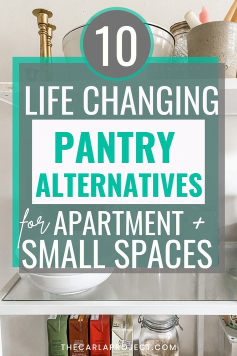 These no pantry solutions apartment hacks completely transformed my space. Awesome small kitchen organization ideas here! pantry alternatives, pantry alternatives small spaces, pantry alternatives kitchen, pantry alternatives apartment, small kitchen open shelving, small kitchen organization diy, pantry diy, pantry diy shelves, diy pantry organization, no pantry ideas, no pantry, no pantry organization, no pantry kitchen, apartment kitchen organization, apartment kitchen organization pantries Pantry Storage Small Kitchen, Small Pantry Ideas Mobile Home, Small Shelf Pantry Organization, Small Area Pantry Ideas, No Kitchen Storage, Creative Pantry Ideas For Small Spaces, Pantry Apartment Small Spaces, Open Kitchen Organization Storage Ideas, Condo Pantry Small Spaces