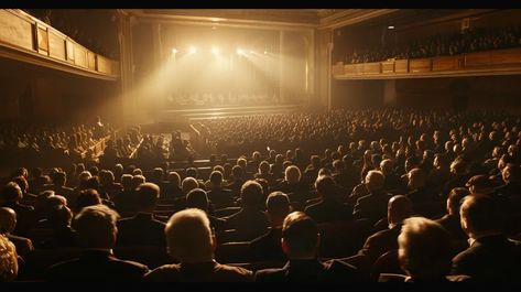 The image shows a crowded theater with a large stage. The audience is watching a performance ->> more details in ai-img-gen.com Performing In Front Of Crowd, Theatre Audience, Drama Stage, Dream Sequence, Formal Clothes, Theatre Shows, Theatre Stage, Magic Show, The Theater