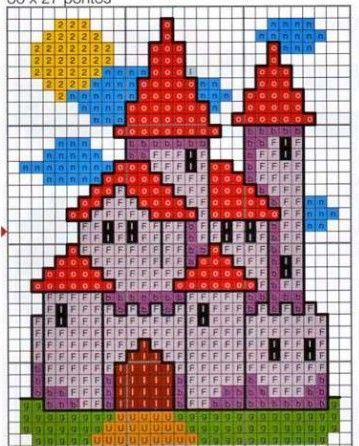 Castle Cross Stitch, Cross Stitch Crochet, Palomino Horse, Cross Stitch House, Tiny Cross Stitch, Holiday Cross Stitch, Pixel Crochet, Pola Kristik, Cross Stitch Patterns Flowers