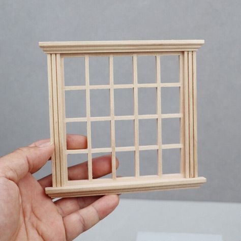 Diy Window Frame, Window Model, Dollhouse Windows, Kids Pretend Play Toys, Square Windows, Miniature Ideas, Faux Window, Window Furniture, Wood Art Projects