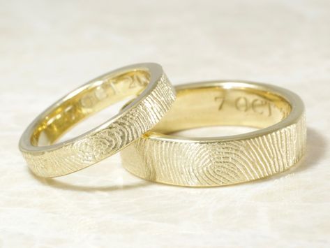 Finger Print Wedding Bands, Fingerprint Wedding Bands, Fingerprint Wedding, Fairy Wings Costume, Mallorca Wedding, Fingerprint Ring, Memorial Art, Wax Ring, Thumb Prints