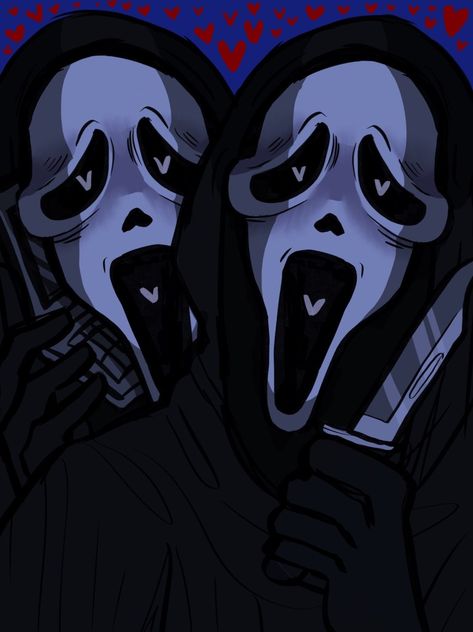 Female Ghostface Drawing, Danny Scream Vi, Spicy Ghostface Fanart, Ghostface Fanart Cute, Ghostface Comic, Matching Ghostface Pfps, Ghostface Matching Pfp, Ghost Face Cute, Ghostface Funny