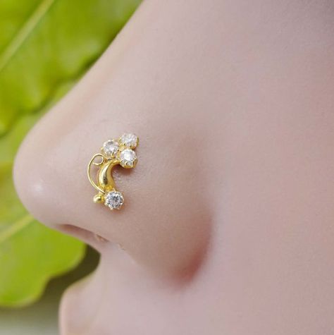 Gold Nose Ring Indian, Nose Piercing Gold, Gold Nose Stud Indian, Gold Nose Jewelry, Nose Stud Indian, Clear Nose, Tiny Nose Studs, Gold Nose Ring, Diamond Nose Ring