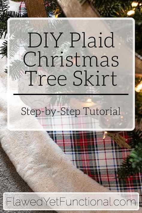 Diy Skirt Easy, Christmas Tree Skirt Pattern, Diy Plaid, Skirts Patterns, Diy Christmas Tree Skirt, Plaid Tree Skirt, Plaid Diy, Christmas Tree Skirts Patterns, Plaid Christmas Tree Skirt