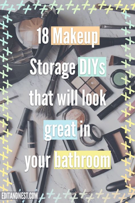 If makeup organization is your jam then you’ll love this post full of clever diy storage ideas for products, worthy your favorite Kardashian. If you want storage ideas for the bathroom, small or large, to make some unique diy makeup drawers or copy your favorite Ikea storage and organizers, then take a look at the ideas and projects here. Makeup Storage Diy Small Spaces, Makeup Sorting Ideas, Diy Bathroom Makeup Storage, Boho Makeup Storage, Makeup Storage Diy, Counter Makeup Organization, Minimal Makeup Organization, Diy Makeup Storage Ideas, Makeup Storage Ideas Bathroom