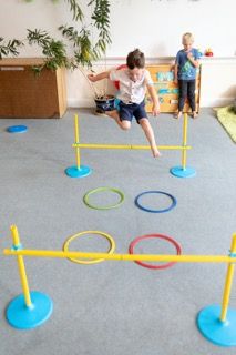 The obstacle course is the perfect way to race! You can rearrange the obstacles, or add in your own so it's different every time you play! #obstaclecourse #indoorplay #bolderkids Stuffy Sleepover, Indoor Kid Activities, Fitness For Kids, Home Made Gym, Outdoor Activities For Toddlers, Obstacle Course Races, Indoor Gym, Fine Motor Skills Activities, Motor Skills Activities