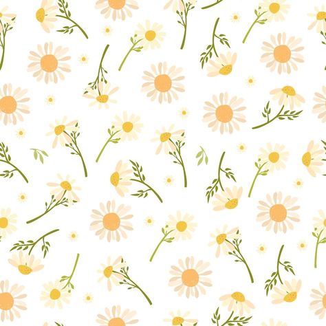 Vector daisy seamless pattern | Premium Vector #Freepik #vector #cartoon-pattern #pastel-pattern #seamless-pattern #seamless-background Flower Print Pattern, Pastel Pattern, Pastel Flowers, Daisy Pattern, Seamless Background, Free Graphics, Seamless Pattern Vector, Daisy Print, Kids Wallpaper